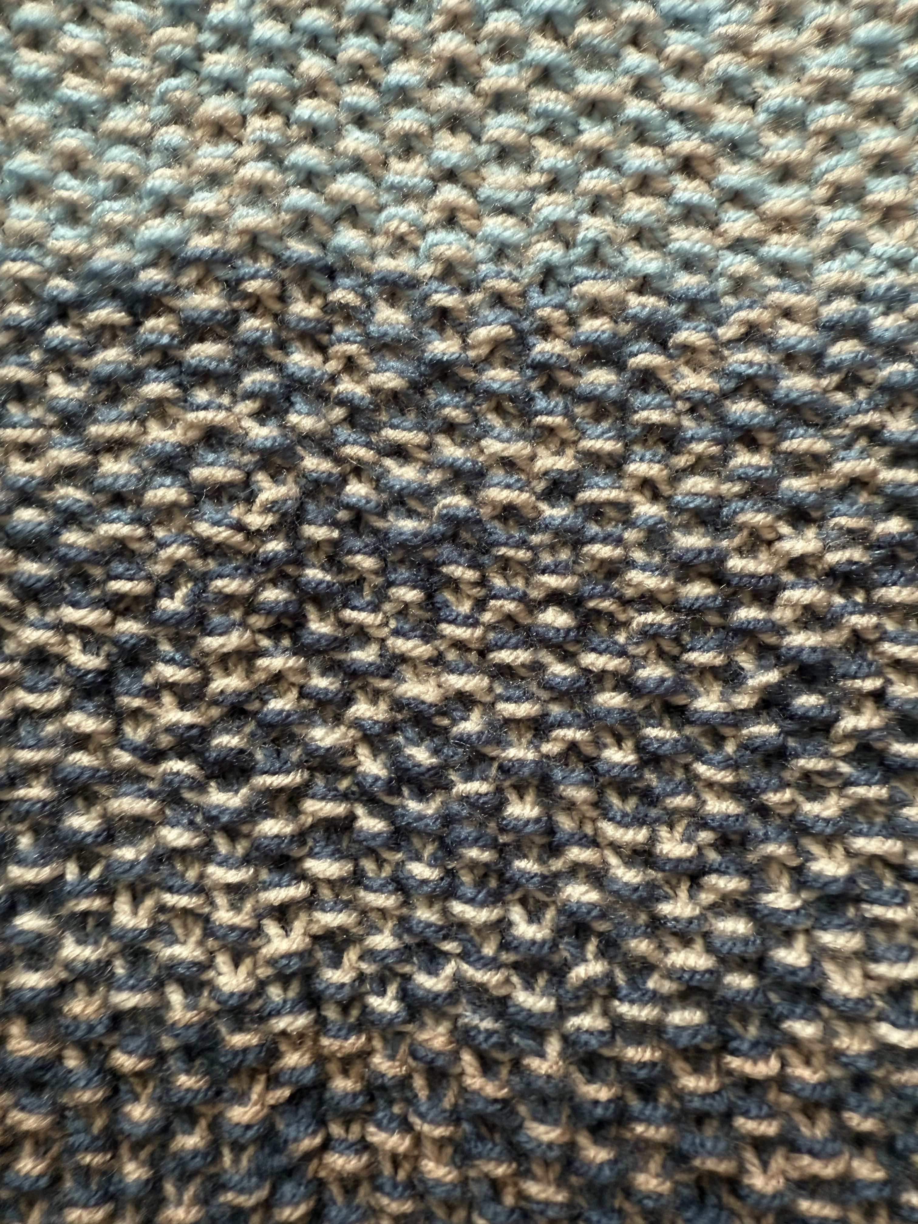 Knit Blue Baby Blanket Detail